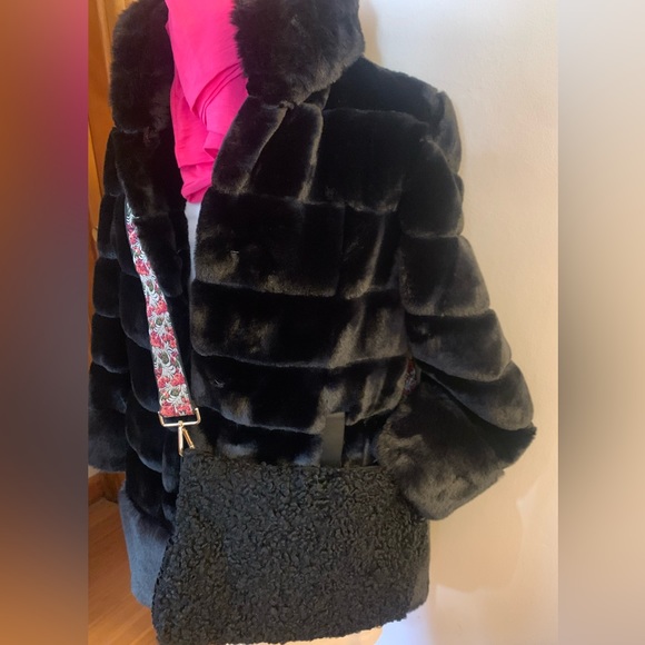 Vintage Lambs Wool Crossbody Purse Black Down Filled Hand-warmer Muff 1930-50’s - Picture 12 of 12